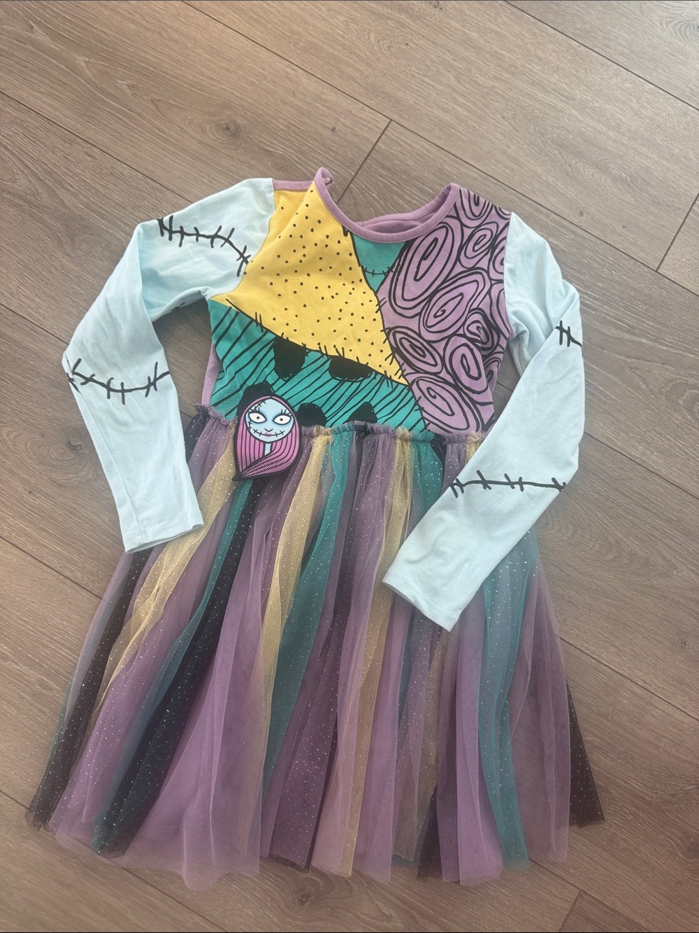 Disney Purple, Teal, Yellow & Cream Patchwork Tulle Costume Dress